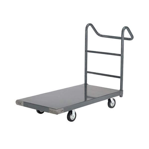 Global Industrial Platform Truck w/Steel Deck, 5 Rubber Casters with Ergo Handle, 72 x 36, 1400 Lb. Capacity 952118E - main